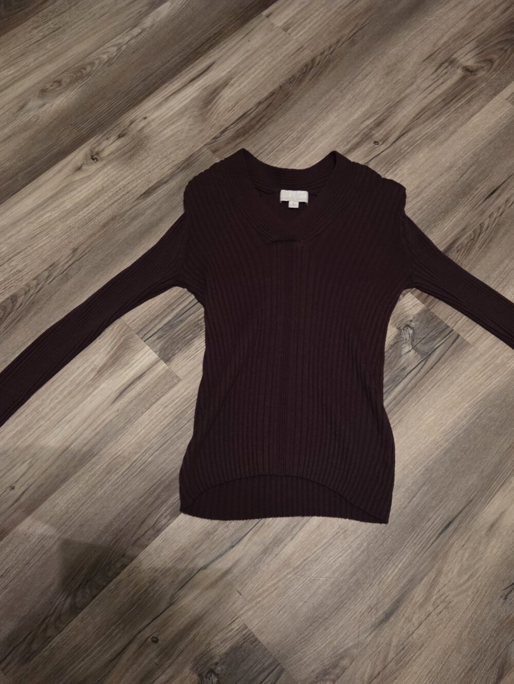 Carolyn Taylor Ribbed Cowl Neck Sweater - Brown